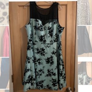 3X Mint Floral Dress